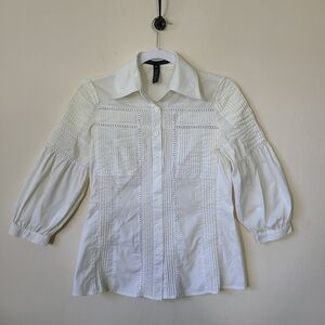 Robert Rodriguez Womens 2 White 3/4 Puff Sleeve Shirt‎ Victorian Style Edwardian